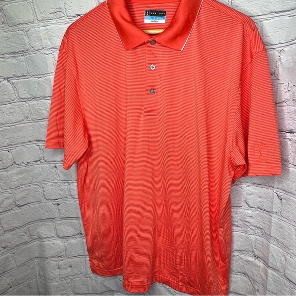 PGA Tour Men's Shirt Short Sleeve Golf Orange Striped Airflux Size XL - Picture 1 of 9